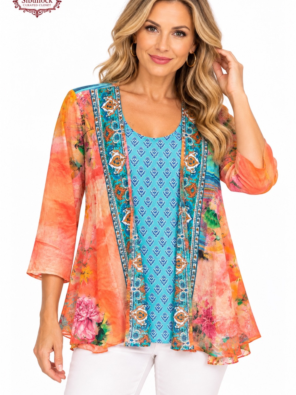 T44 Tolani Collection NWT 100% Modal Layered Tank Cardigan Top XS